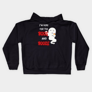 Funny gifts for halloween I'm here for the boos and booze Kids Hoodie